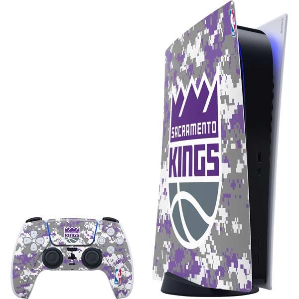 Skinit Decal Gaming Skin Compatible with PS5 Digital Edition Bundle - Officially Licensed NBA Sacramento Kings Purple Digi Camo Design