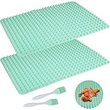 Aschef 2x Fett-Reduzierend Silikon Backmatte Backunterlage Backofenmatte mit Pyramiden Noppen Set BPA-Frei Antihaft Hitzebeständig Aufrollmatte für Küche Backen Ofen Mikrowelle Schokolade Brathähnchen