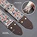 Nefelibata Guitar Strap,Jacquard Embroidery Cotton Guitar Straps with Crazy Horse Leather Ends for Bass, Electric & Acoustic, Best Gifts for Kids, Guitarists(Golden Jacquard)