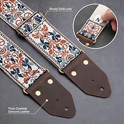Nefelibata Sangle de guitare, sangles de guitare en coton brodé Jacquard avec extrémités en cuir Crazy Horse pour basse… - Les Beatles, Paul McCartney, John Lennon, RIngo Starr, George Harrison Nefelibata Sangle de guitare, sangles de guitare en coton brodé Jacquard avec extrémités en cuir Crazy Horse pour basse… – Image 2