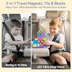 Mini Ensemble de voyages de blocs magnétiques 48 Des morceaux, 3-in-1 Ensemble de tuiles magnétiques avec une boîte en acier ultra-légère pour le voyage, 60 L'accent sur les mineurs 45s Nettoyage - Garçons Air Voyages 3-8 ans