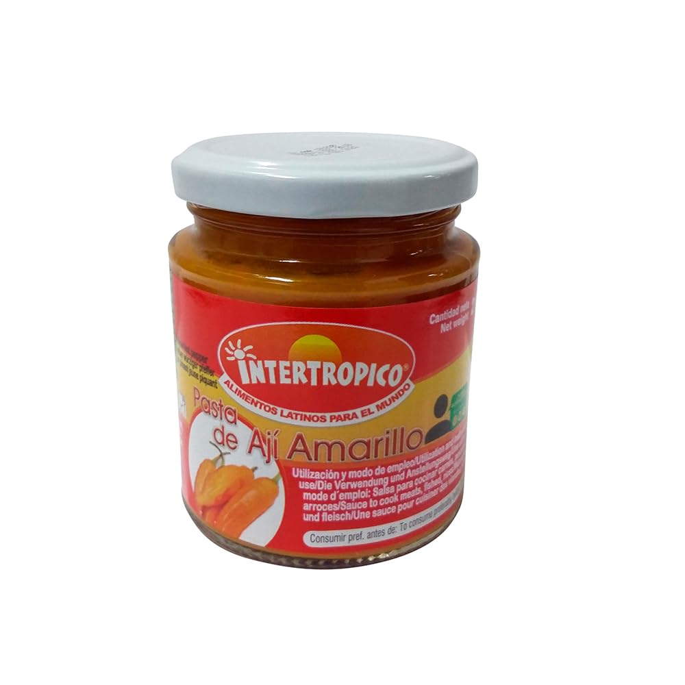 Pasta de Ají Amarillo Peruano Intertropico 212g - Bote de Cristal | Sabor Auténtico y Picante, Ingrediente Gourmet para Platos y Salsas