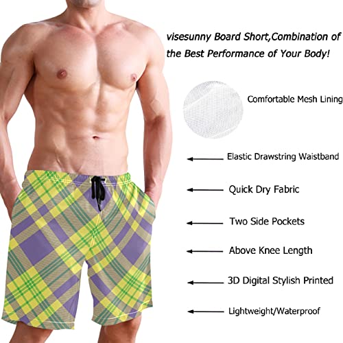 visesunny Mardi Gras Summer Men's Swim Trunks Quick Dry Bathing Suits Beach Holiday Party Swim Shorts3