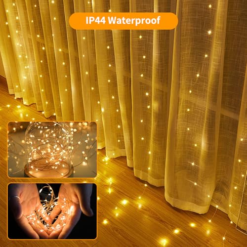 SENTAIMAO Curtain Fairy Lights, 3m x 3m 300leds USB Operated 8 Modes String Light Indoor Outdoor Waterproof Hanging Window Lights with Hooks for Christmas, Wedding, Party,Wall, Home Decorations - Image 4