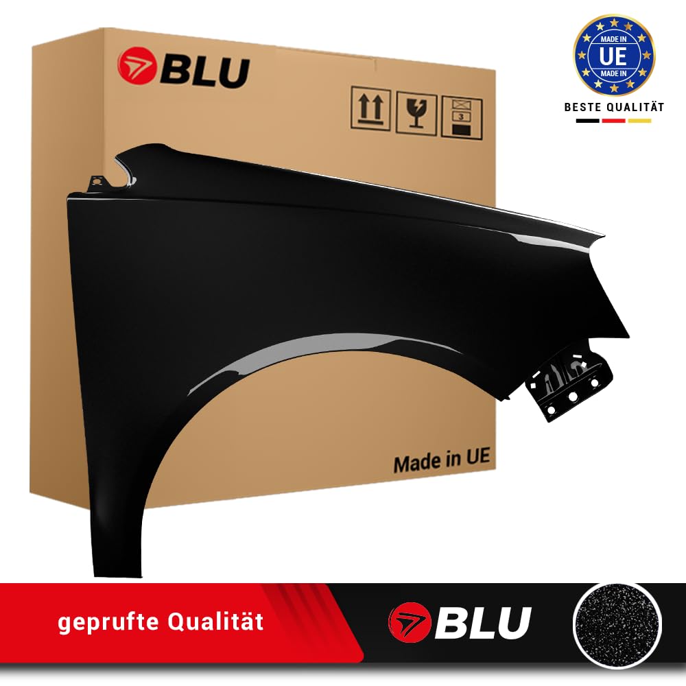 BLU Kotflügel Passend für Volkswagen Polo 9N3 IV 4 LIFT LC9Z Rechts Schwarz | 2005-2009 | Vorderseite Vorne | Lackiert | Einbaufertig