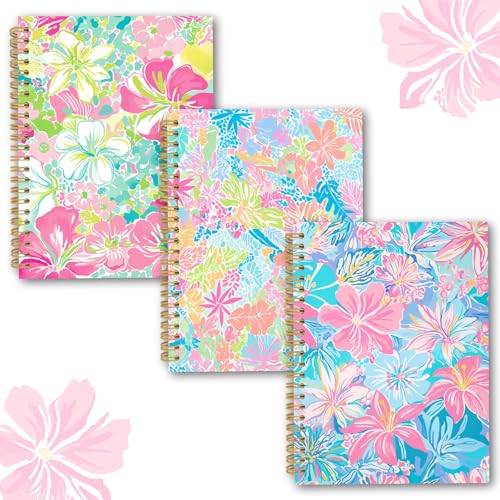 Image of Ialtsidws Watercolor Floral Spiral Journal Notebook Set, 3 Pcs Colorful Flower Spiral Bound Notebooks, Cute Journals for Kids, Notepad (8.2 * 6.2 inch) for School Student Daily Note Taking