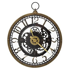 Industrial Retro Pocket Watch Gear Cog Clock | Steampunk Vintage Style Wall Clock | Wall Clock Antique Effect Distressed Round Clock