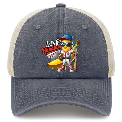 Lets Go Bananas Trucker Hat Women Vintage Mesh Baseball Cap for Summer