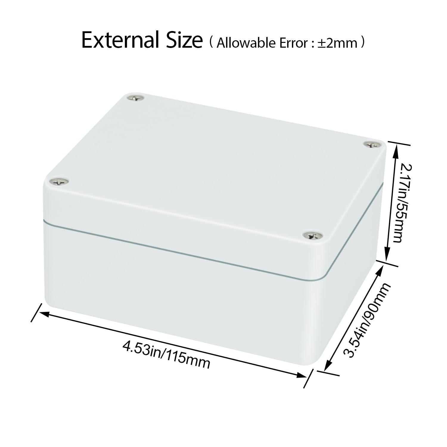 Project Box Abzweigdose aus ABS-Kunststoff, IP65, wasserdicht, wetterfest, für Elektrogehäuse, Stromdose für elektrische Geräte, Grauweiß, 11,5 x 9 x 5,5 cm, 115 x 90 x 55 cm, 2 Stück