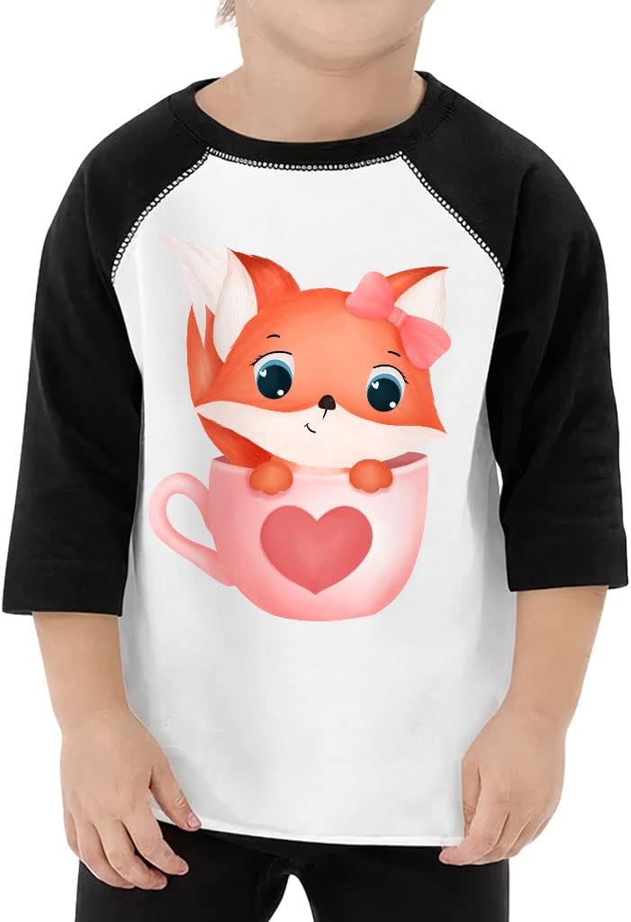 Cute Fox Toddler Baseball T-Shirt - Animal Design 3/4 Sleeve T-Shirt - Cute Design Kids' Baseball Tee
