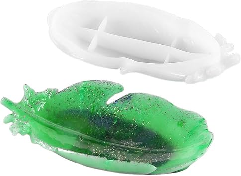 FineInno Tray Silicone Mold,Feather Casting Mold for Epoxy Resin,DIY Dish,Jewelry Holder Home Decor,Craft,Agate Coaster,Plate