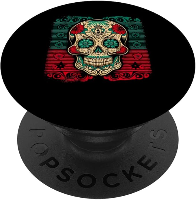Sugar Skull Flowers & Roses Artistic Tattoo Cinco De Mayo PopSockets Swappable PopGrip
