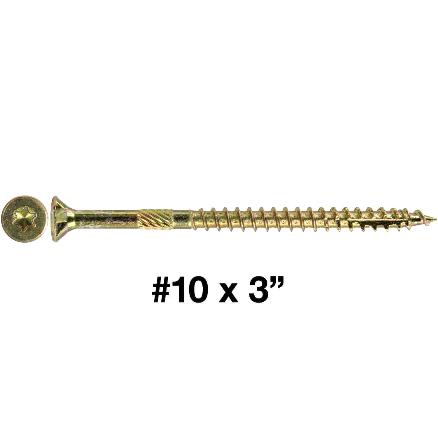 10 X 3 Gold Star Wood Screw Torx/Star Drive Flat Head - Multipurpose CASE Qty 42 Boxes 2,646 Screws