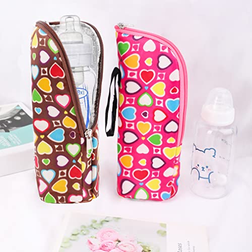 Isuperb® 2 Pack Baby Bottle Tote Bags Nursing Bottle Cooler Warmer Insulated Bag For Travel Stroller 3.1X3.1X9.5Inch (Floral Print) #TOP1