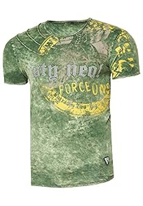 Rusty Neal Herren T-Shirt Rundhals Printed Tee Shirt Kurzarm Regular Fit Stretch 100% Baumwolle S M L XL XXL 3XL 228, Farbe:Khaki, Größe:3XL