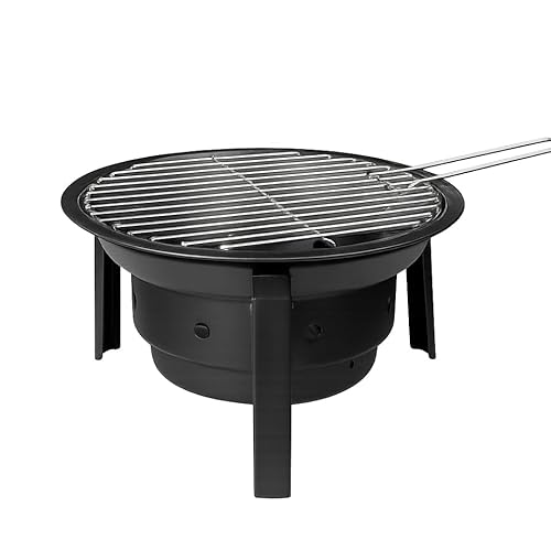 WEIDA Barbacoa de Carbón Portátil y Plegable con Bolsa Transportadora | Portátil de Acero Inoxidable | Barbacoa de Carbón Redonda 36cm | Pequeña Ideal para Camping, Terraza y Jardín