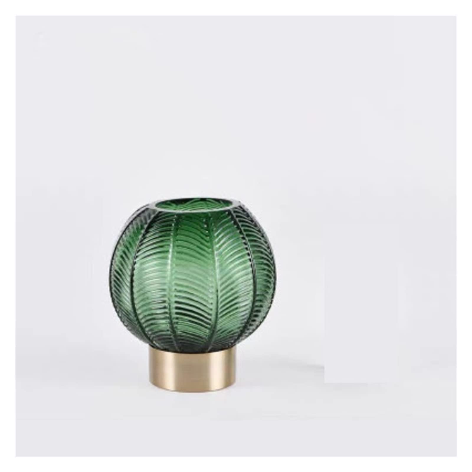 Centerpiece Vases Creative Metal Base Glass Vase Dried Flower Ornaments Luxury Home Decoration Living Room Wedding Gift(Small)