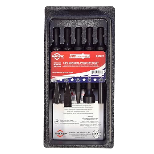 Image of Mayhew Tools 32222 Pneumatic Tool Set, 5-Piece General, Black Oxide Finish