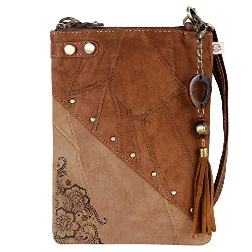 Vaan & Co Women's Brisk Soho Small Cross Body Upcycled Genuine Leather Bag Brown