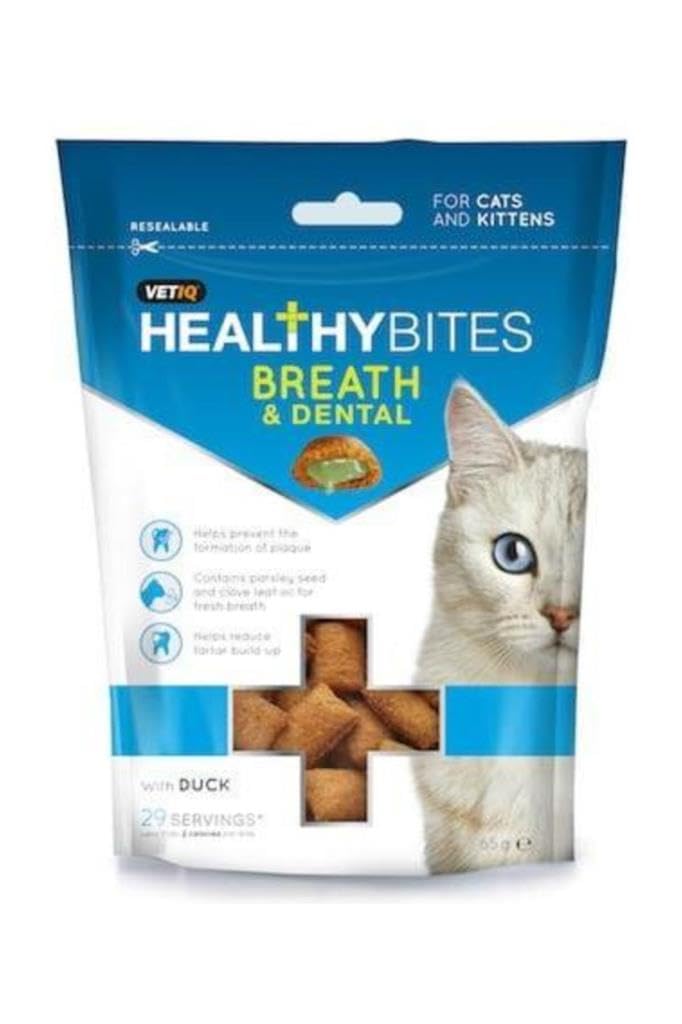 8 x VetIQ Healthy Bites Cat Breath & Dental Treats 65g