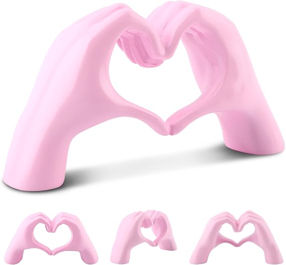 Small Heart Hands Sculpture Decor for Living Room,Love Finger Statue,pink