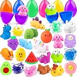 Vinvovojoy 24 Pcs Huevos de Pascua Rellenos de Mochi Squeeze Toys, Kawaii Squishy Juguetes para ADHD, Ansiedad y Autismo, Regalo Antiestrés para Fiestas de Favores de Cumpleaños Niño Niña
