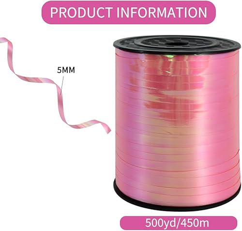 Miniatura 2 de Cinta rizadora de 500 yardas de color rosa claro de 0.197 in para envolver regalos, cinta delgada y rizada para manualidades, cuerda de globos,