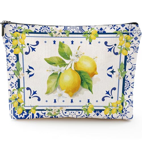 Sitsink Amalfi Coast Souvenir - South Italy Travel Makeup Bags, Lemon Themed Party Gifts for Girls Bachelorette Besties Bridesmaid, Italy Vacation Trip Cosmetic Pouch