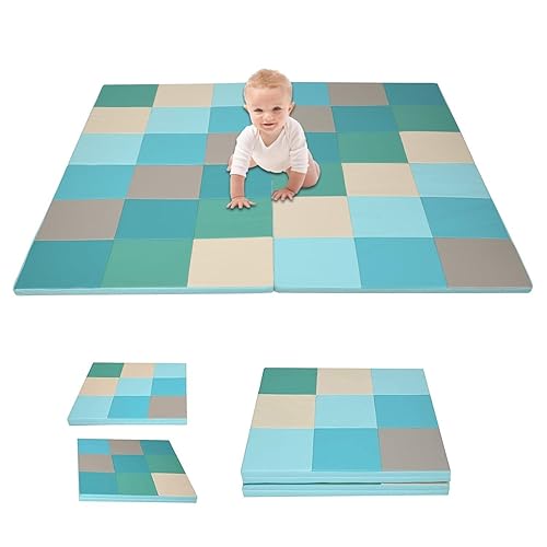 FUTADA Tapete de juego de espuma para niños pequeños, tapete de gateo de 58 pulgadas, tapete de juego plegable impermeable para niños, hogar,