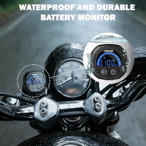 Image of COOLSCHMAX 12V-84V Battery Voltmeter Ultra Bright Sunlight Readable Display, IP67 Waterproof, Voltage Alarm Buzzer for Lithium LiFePO4 Lead-Acid Batteries in Outdoor Vehicles Golf Cart Yacht Bicycle
