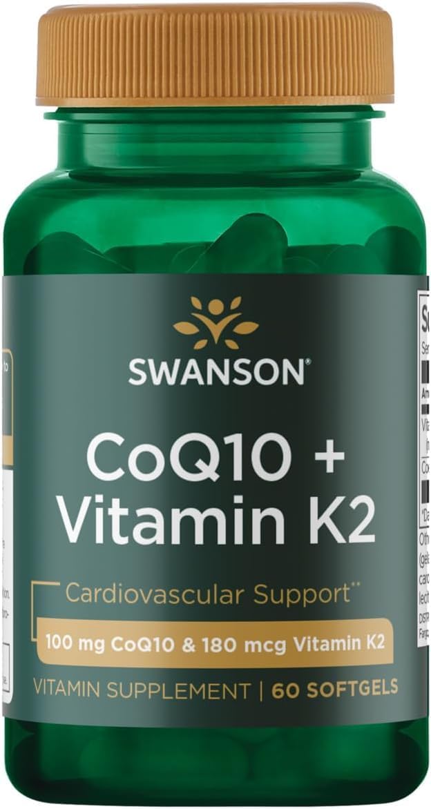 Swanson CoQ10 60 mg + Vitamin K2 Heart Support, 60 Softgels