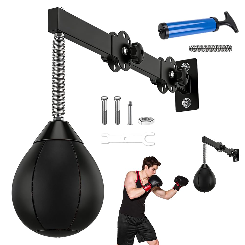 Speed Punchingball, Höhenverstellbar & Faltbar, Boxball mit Aufhängung, Trainingsgerät für Reflexe, Boxsack Set Freistehend, Punching Bag Boxsack Hängend für Home Gym Workout, Training