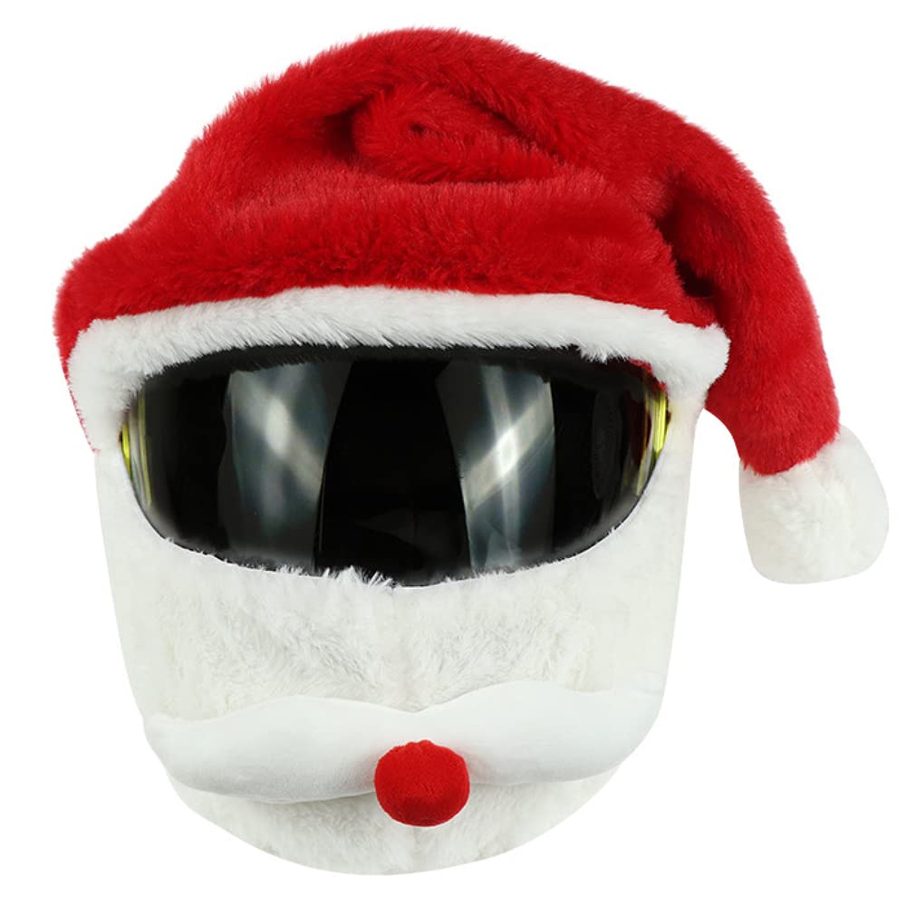 BeisDirectChristmas Motorcycle Helmet Cover Creative Plush Santa Claus Helmet Cover, Outdoor Riding Equipment Funny Full Face Helmet Protection Cover for Motorcycle Helmets Decoration