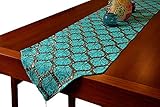 Table Runner by GOLD CASE - 90x14 Inches (231x37cm) Luxury Peacock Series Fringed Chenille...