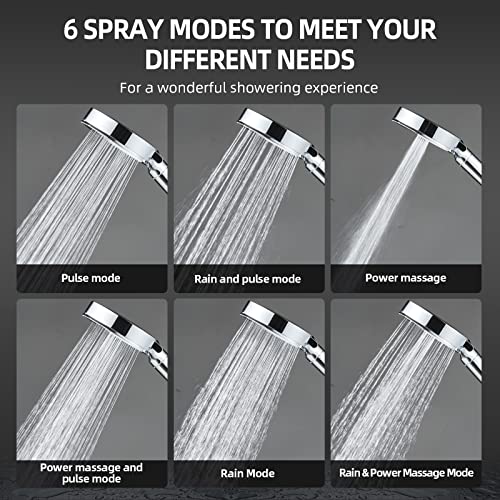 Cobbe Handheld Shower Head With Filter, High Pressure 6 Spray Mode Showerhead With 60" Hose, Bracket And Water Softener Filters Beads For Hard Water Remove Chlorine And Harmful Substance, Chrome #TOP5