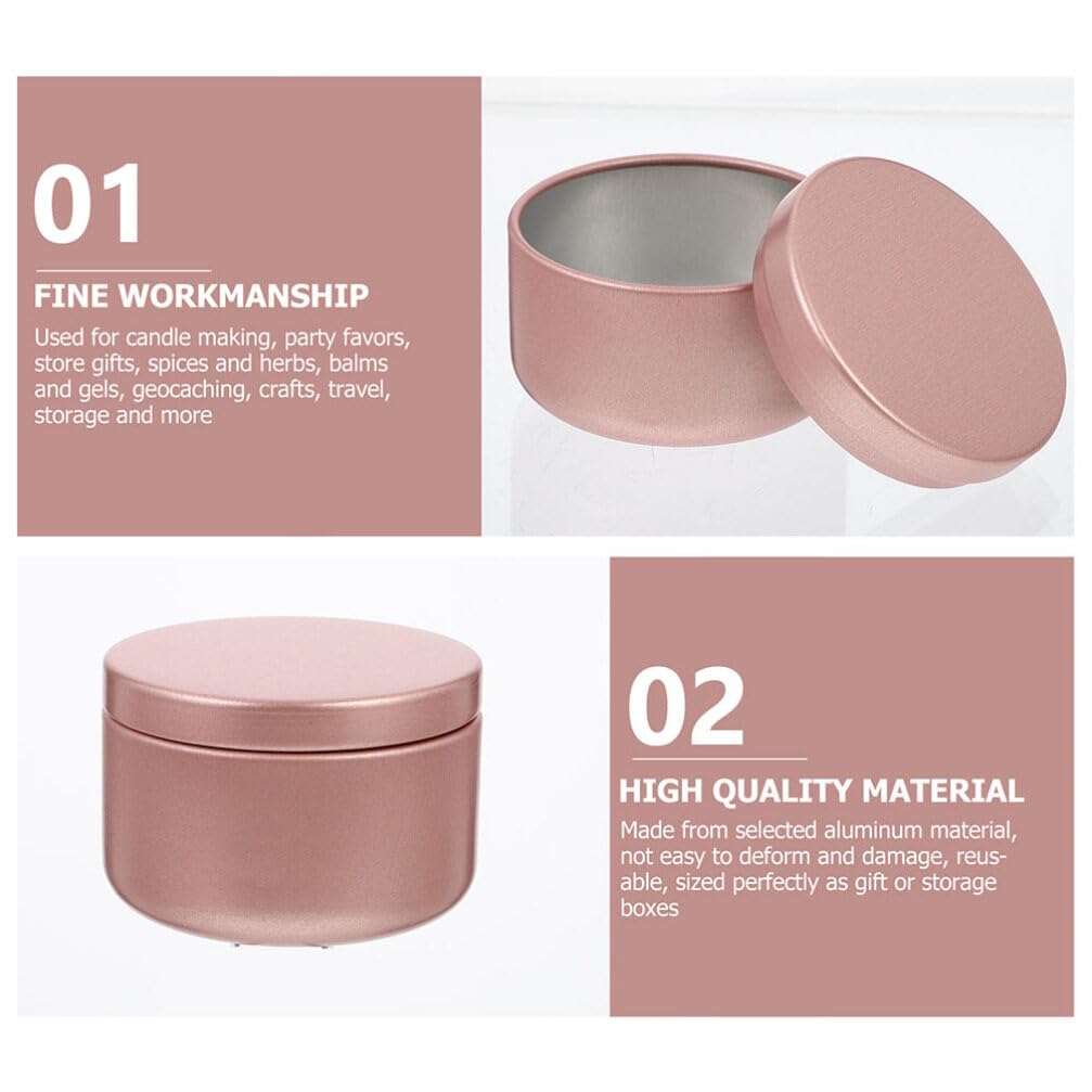 KALLORY 48 Pcs Candle Jar Small Candle Tins Bulk Candle Tins Iron Round Metal Tins 2 Oz Containers with Lids Candle Making Jars Tin Cans with Lids Wax Tags Sample Travel Aluminum Rose Gold