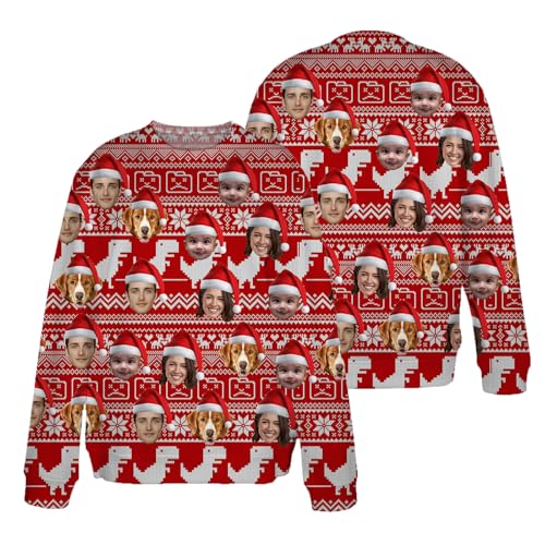 Custom Ugly Christmas Sweater Men Women Personalized Face Christmas Sweaters Customized Jumpers Funny Pullover Top2