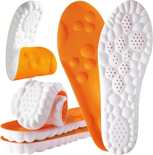 Image of 4D Cloud Steppers Insoles for Men and Women - Shock Absorption Inserts, Soft Anti-Fatigue, Memory Foam Insoles for Shoes, Boots & Sneakers (Orange, Men: US 4-7 / Women: US 5-8.5)
