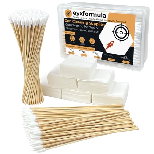 Image of Gun Cleaning Supplies - Lint Free Gun Cleaning Patches and 6 Inch Gun Cleaning Swabs Kit - Fit for Most Caliber Firearms Cleaning