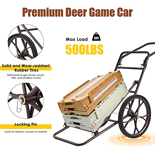 Moccha 500lbs Capacity Folding Deer Game Hauler Cart with Big Wheels