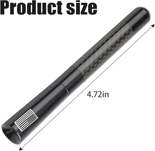 Miniatura 2 de Antena corta para automóvil, antena de radio de aluminio de fibra de carbono de 4.7 pulgadas con bandera estadounidense para recepción AMFM, antena