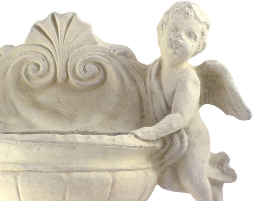Cherub American-Made Cast Stone Water Font/Wall Planter, Indoor/Outdoor, 15" Wide