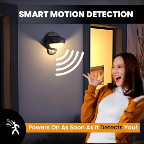 Image of XERGY Solar Powered Outdoor Security Wall Light - Motion Sensor | Waterproof | Auto On /Off | Warm White - for Gate, Balcony, Terrace, Backyard