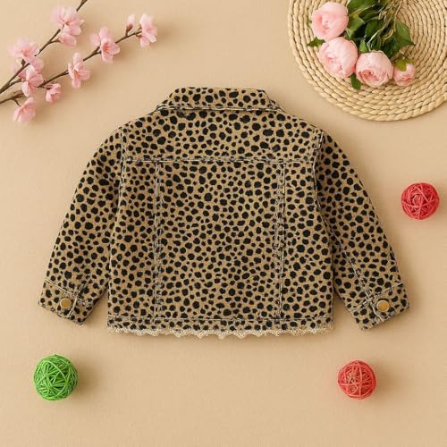 18Months-5Years Toddler Girls Denim Jacket with Leopard Priting Kids Jean Jacket Toddler Outerwear Coat3