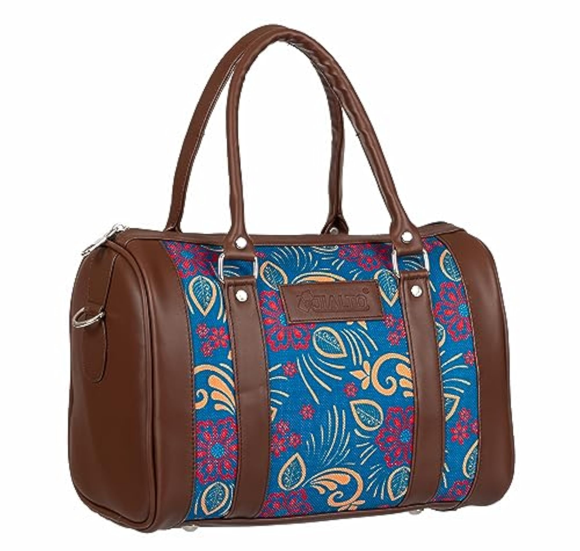 Printed Vegan Leather Duffel Bag for Women, Stylish Travel Bag