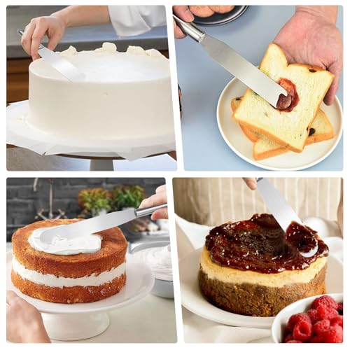 Torten Winkelpalette Set, 3 Stück STreichpaletten für Torten 6/8/10in, Zuckerguss Icing Spachtel, Winkelpalette Torte zum Bestreichen, Zuckergussmesser zum Dekorieren von Kuchen, Gebäck und Backen