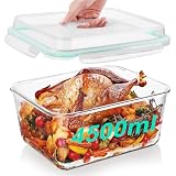 DeJivsin Contenitori Grandi in Vetro con Coperchio, 4,5l, Ermetici, Adatti al Congelatore, Contenitori Ermetici per Alimenti per Pollo, Tacchino, Melone o Piatti di Festa
