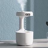 Anti Gravity Humidifier with LED Clock Display, Ultrasonic Water Drip Humidifier, Cool Mist Aromatherapy Diffuser, Floating Water Droplet Humidifier, Rain Cloud Diffuser, Levitating Water Drop