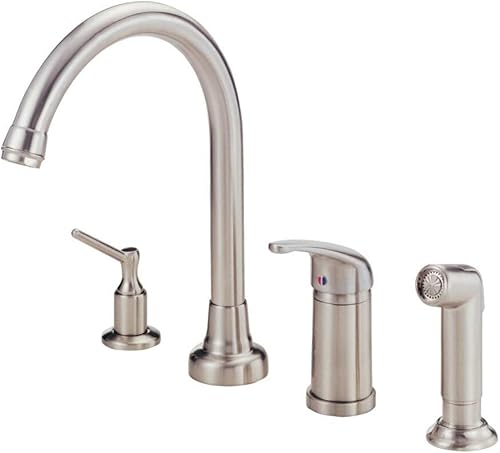 Miniatura 8 de Gerber Grifo de cocina de una sola manija Melrose de fontanería con rociador lateral y dispensador de jabón