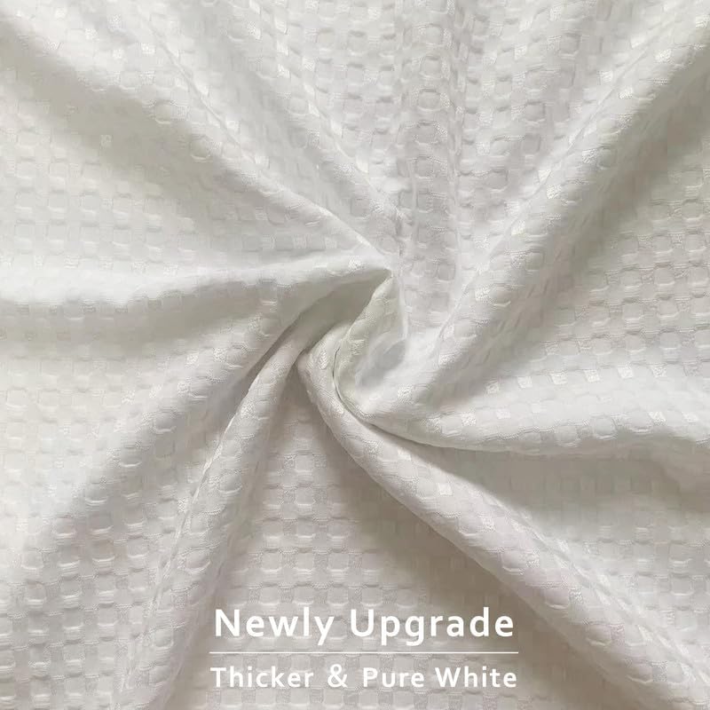 Image of MIYE Pleated Waffle Weave Bed Skirt, Tailored Dust Ruffle 18 Inch Drop Easy Fit, Machine Washable (White, King - 18 inch Drop)